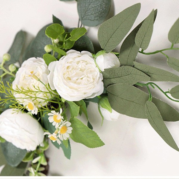 Bröllopsbåge Blommor, 2 st Pion Dekorativa Blomstergirlander, Konstgjorda Gröna Blad Silkesblommor för Bröllop, Båge, Båge, Bröllop
