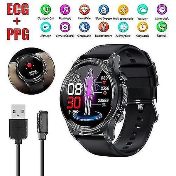 Ecg+ppg Smartklocka för Blodsocker, Blodtryck, Fitness, Pulsmätare, Barn, Kvinna och Man