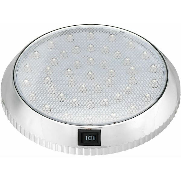 Lämplig for campingvogn RV taklampe - Hvitt lys rundt kuppellampe - Universell med bryter 12V 46 LED (2 stk)