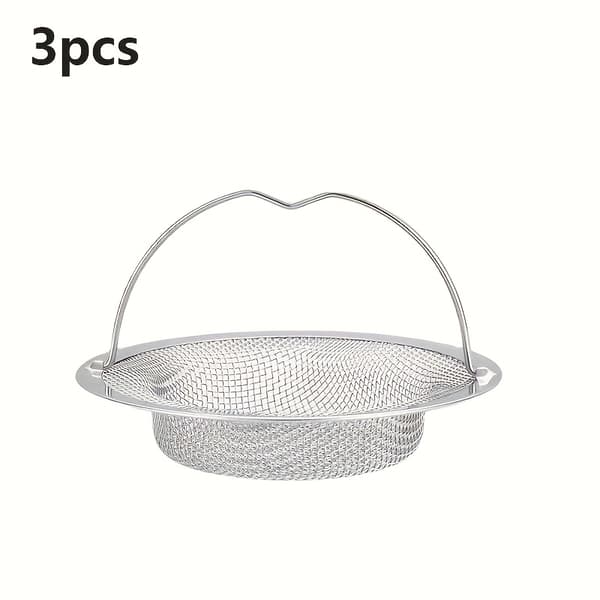 3-pakning silkurv i rustfritt stål med håndtak, rustbestandig nettingfilter silver pure 3 pcs