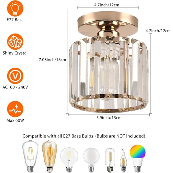 Liten krystall lysekrone, gull lysekrone moderne LED taklampe hengende...