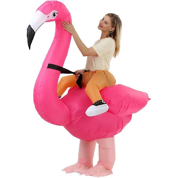 Flamingo-kostume til voksne, Oppustelig Flamingo-kostume, Oppustelige kostumer til voksne, Oppustelige kostumer til Halloween