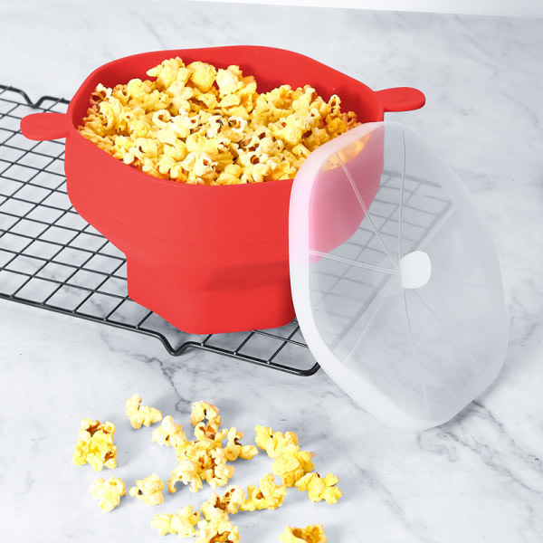 Popcornskål Silikon Micro Popcornskål - Hopfällbar röd