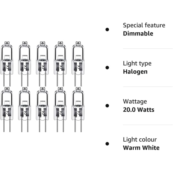G4 12V Halogenlamper 20W 20W 10 pcs