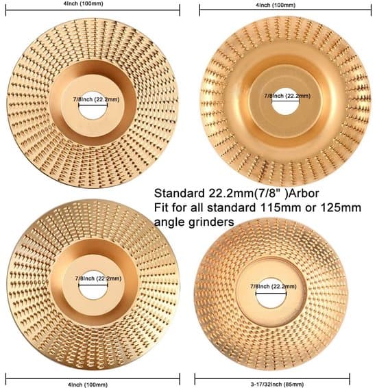 4-pack volframkarbid slipskivor för vinkelslipar - kompatibla med 115/125 mm - för slipning, formning och träskärning