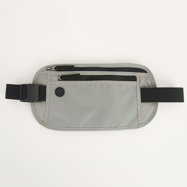 Multifunktionell anti-stöld midjeväska, dokumentväska, rese RFID passväska, nylon vattentät kortväska grå