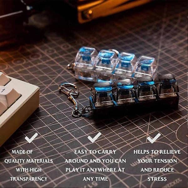 4-pack Mechanical Keycaps - Stress Relief Fidget Toy, Black Keyboard Keys (BT)