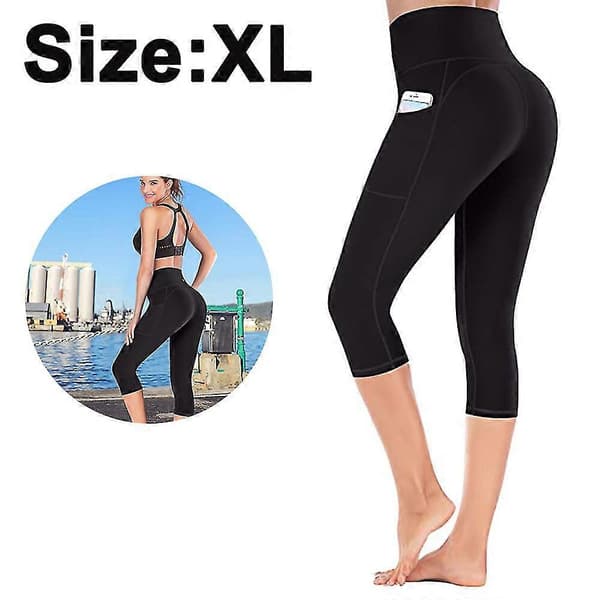 1 pc High Yoga Pants Workout Capri Leggings With Pockets XL