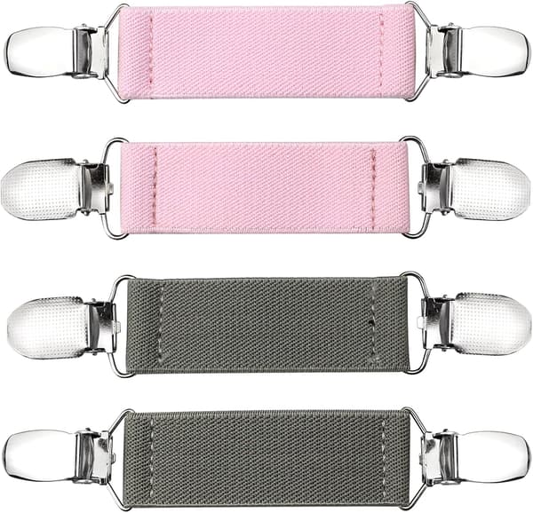 4 st elastiske cardigan-clips, (pink, grå) Dame Elegante C DXGHC