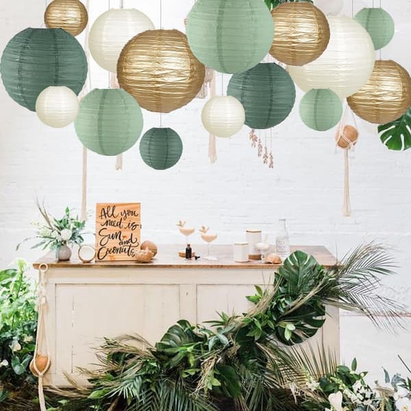 Decorative Paper Lanterns, Round Hanging Paper Lantern Decorations for Rustic Party Wedding Shower Wedding 15 Pcs[ZHE]