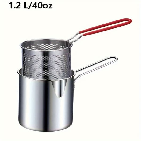 Frituregryde i rustfrit stål med filterrist til hjemmelavet mad Frying Pan + Ba Silver