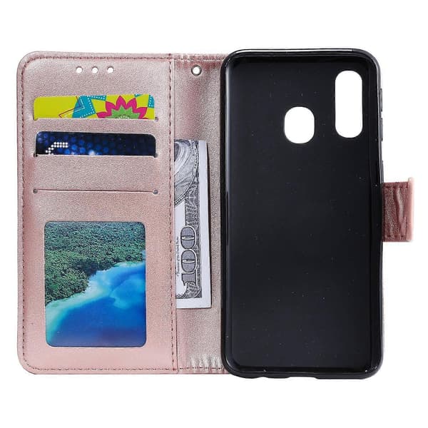 Embossed Mandala Flower Stand Wallet Leather Case for Samsung Galaxy A40 Pink g Pink g