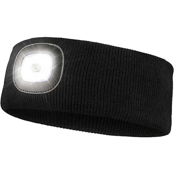 Sportpannebånd med lys for menn og kvinner, USB-oppladbar LED-løping