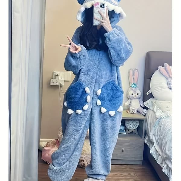 Dame Hettegenser Pyjamas Romper med Haidesign for Høst Vinter Hjemmeklær SE S Mixed colors