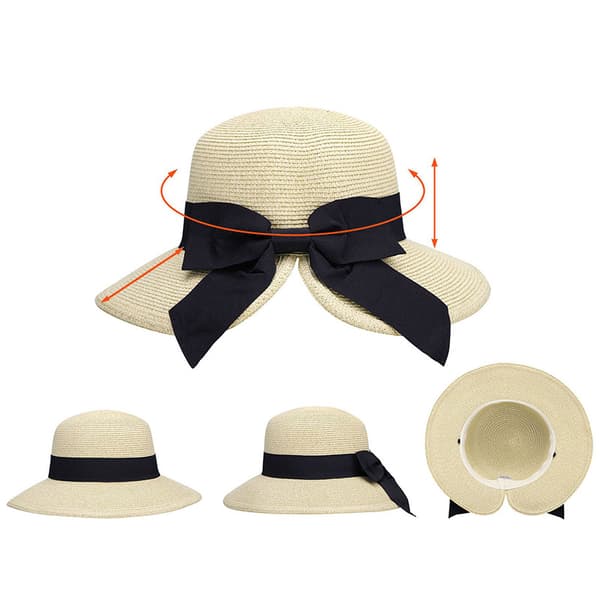 Dame Foldbar UPF 50+ Solhat i Halm med Solbeskyttelse Bred Skygge til Stranden
