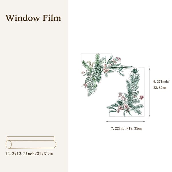Christmas Window Decorations, Pine Branches, Self-Adhesive, Winter Plants, Christmas Decorations, Christmas Window Decals