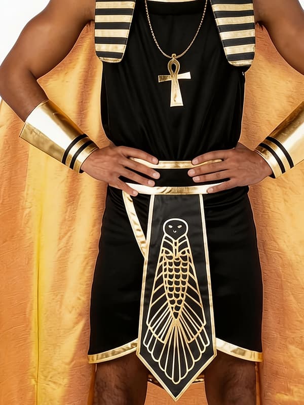 Egyptisk farao-kostume til mænd til Halloween, cosplay og rollespil M Black