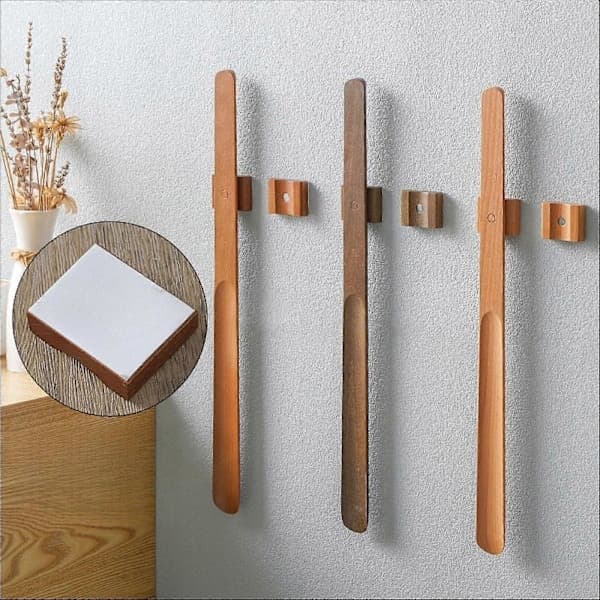 Langt skohorn med magnetisk base til handicappede børn, beigebrun 55cm x 4cm Brown