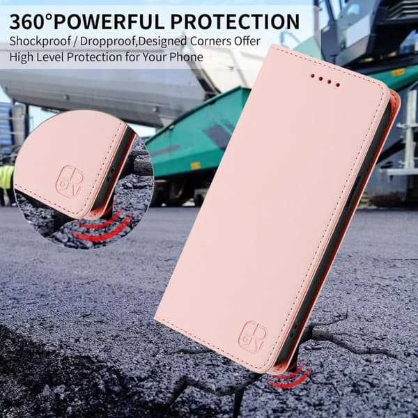 Samsung Galaxy S26 5G Case with Double Foldable Magnetic Suction Function in RFID Leather Rosa