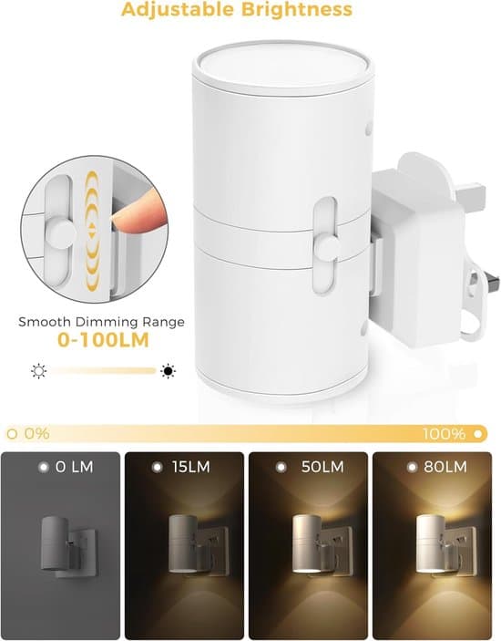 Plug-In Nattlampa med Skymningssensor och Fjärrkontroll, 2-pack[ZHE] white