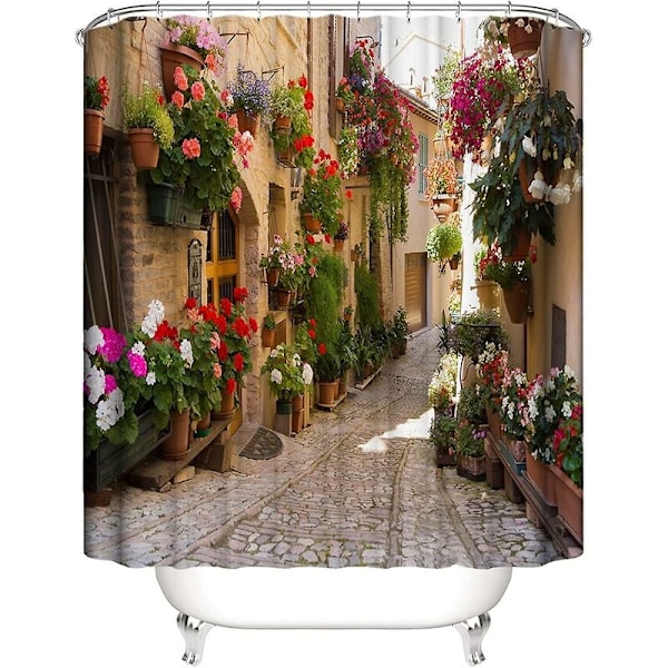 200 x 230 cm Bruseforhæng Blomstret Gade Bruseforhæng Print