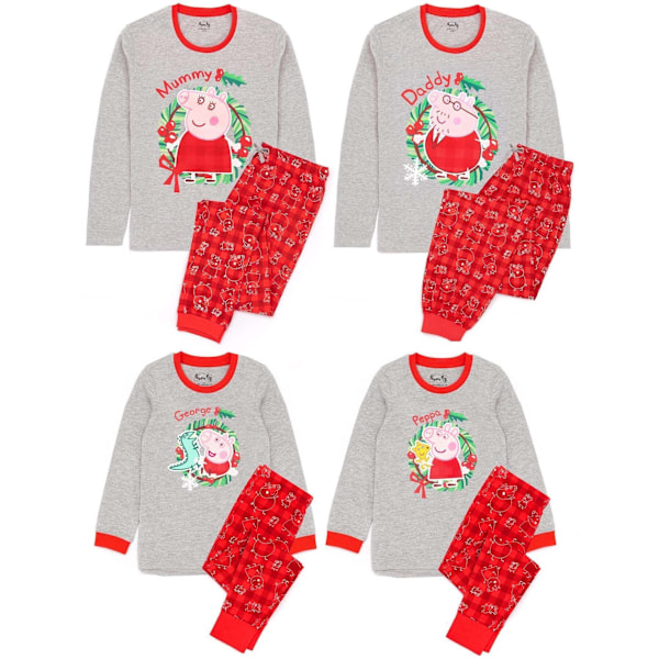 Greta Gris Dam/Damkläder Mamma Gris Julpyjamas Set S Röd/Grå Red/Grey Red/Grey S