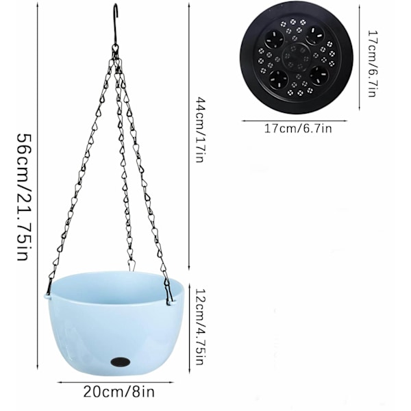 Hanging Flower Pot Set of 2, Ø 19cm Self Watering Hanging Baskets