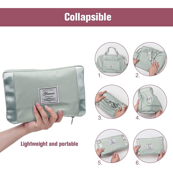 Foldbar Rejsekuffert, Letvægts Vandtæt Håndbagage med Fast Rem, Tør-Våd Separation [ZHE] green