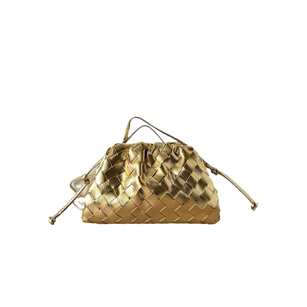 Molnrygsæk 2024 ny stil taske damer ko læder krøllet dumpling taske damer håndtaske skuldertaske MJ51 karamel caramel 22*9*14cm