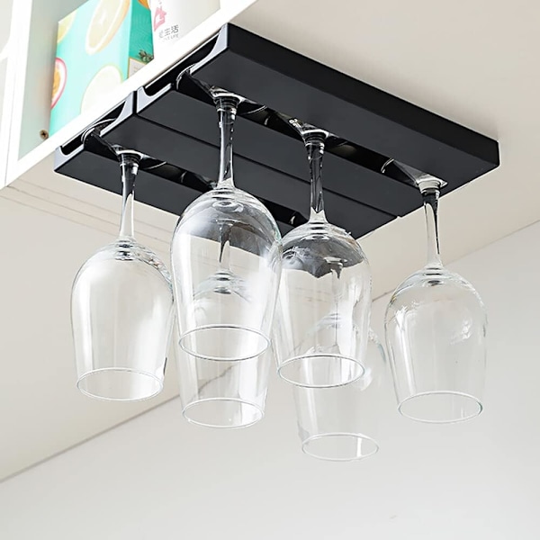 2-pakning vinglassholder, holder for oppheng under hylle, hylleholder