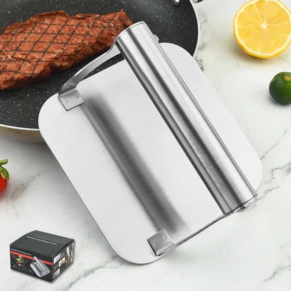 Smashjern 100% Rustfrit Stål - Hamburgerpresse til Grill og Komfur silver
