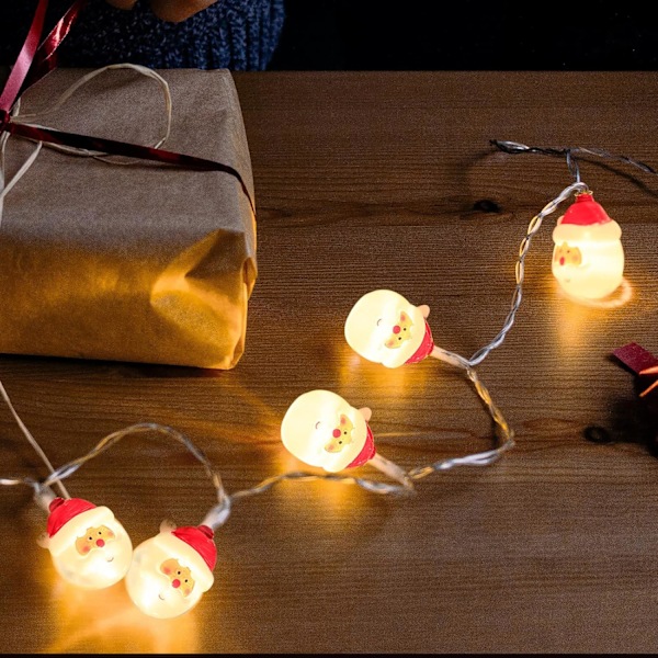 1. juledags-julelys krans, 10 LED julemand