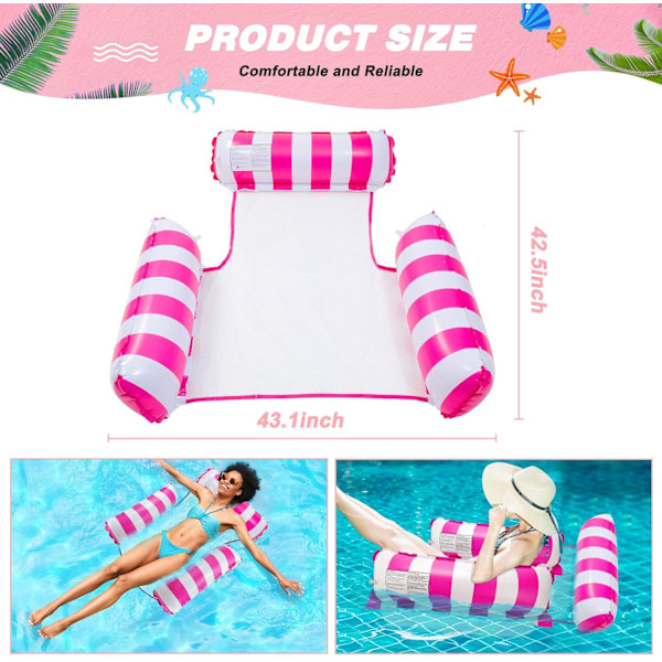 2-pack Uppblåsbar Poolhängmatta, 4-i-1 Flytande Lounger[ZHE]