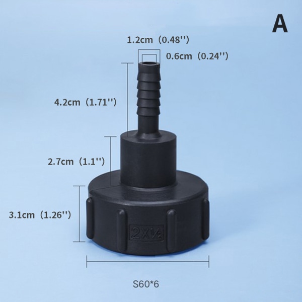 1/2\" till 2\" Vatten IBC Tank Adapter Trädgårdsslang Adapter Kran Anslutning A