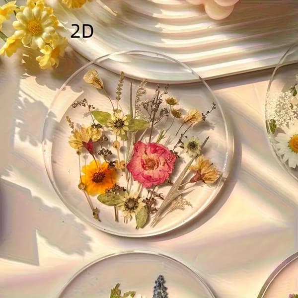 Farverigt 4-delt akrylunderlagssæt med blomsterkunst til boligindretning 4 Pieces Set