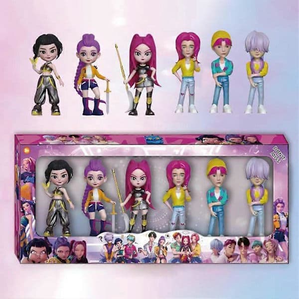 6-pack K-POP Demonjägare Actionfigurer, Söt Koreansk Idol Samlarset för Dockhus B