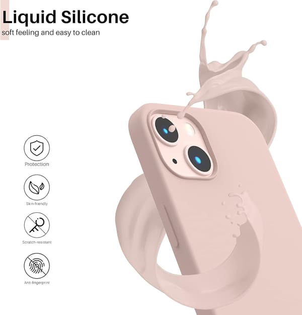Flydende silikonecover til iPhone 13 6.1\" - Slankt beskyttelsescover[ZHE] Solid pink