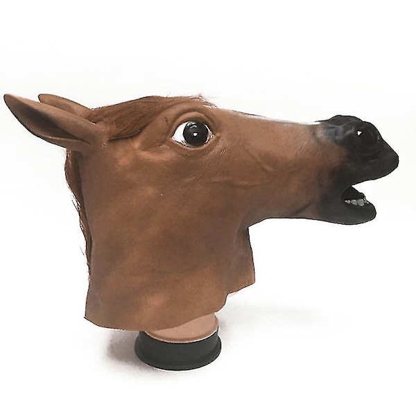 Realistisk hestemaske Fullt hode Pelsman Latex Skummel dyremaske for Halloween-kostyme