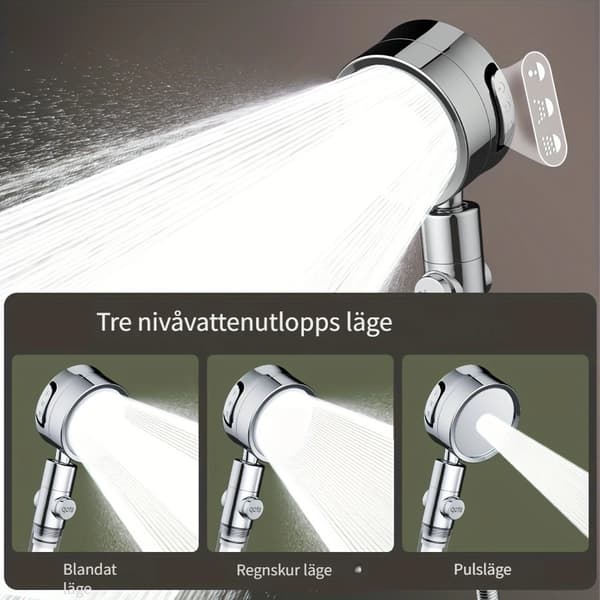 Högtrycksduschhuvud med 3 justerbara sprayinställningar för badrum H37 Grey