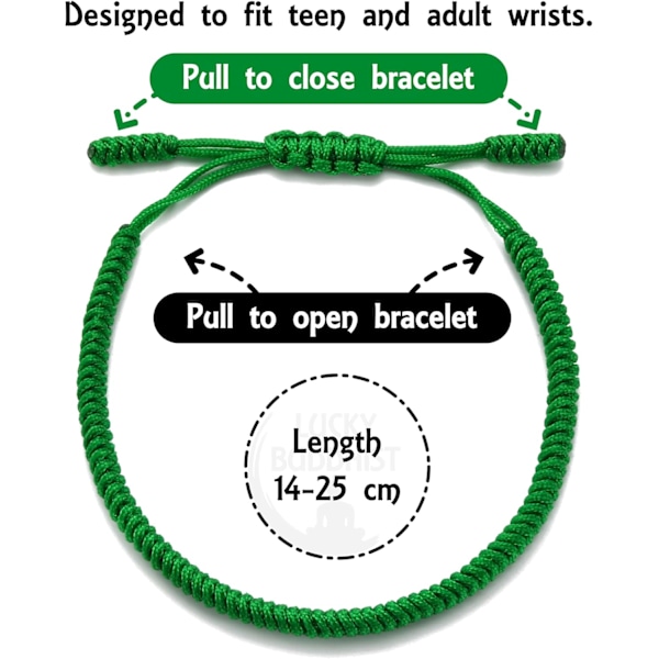 Tibetanskt handgjort justerbart flätat rep Chakra-armband för kvinnor Män Tonåringar Vänskapsgåva[ZHE] Green