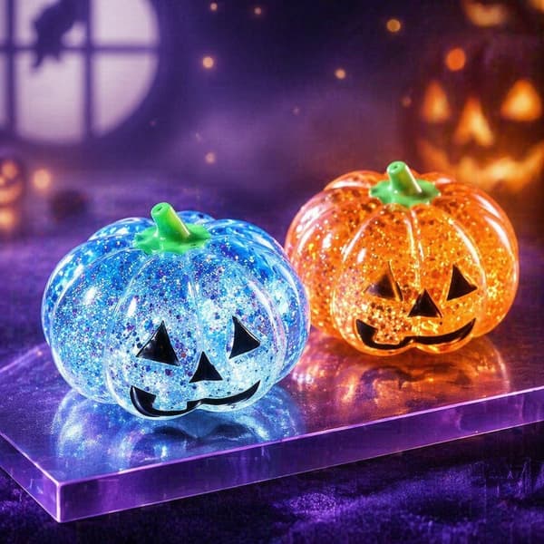 Halloween pumpa squishy stressleksak, glitter långsamt stigande fidget, spöklik sensorisk present för barn och vuxna avkoppling