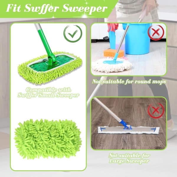 Stycken Mikrofibermoppdukar för Swiffer Sweeper Mopp Refill Ångmopp, Våtservetter Överdrag Återanvändbara Tvättbara Moppdynor för Klinkergolv
