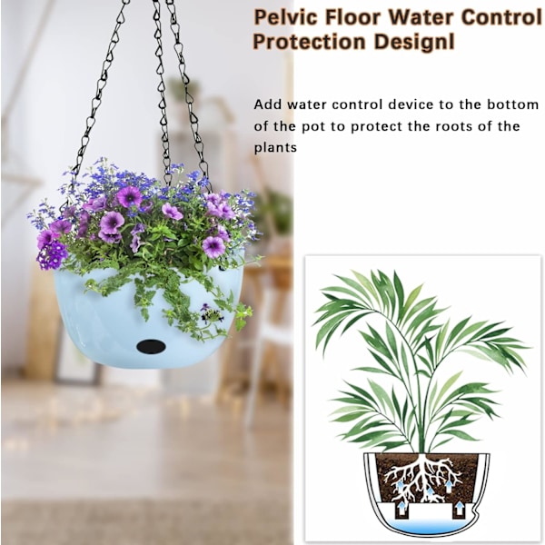 Hanging Flower Pot Set of 2, Ø 19cm Self Watering Hanging Baskets