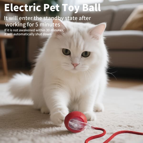 USB genopladelig interaktiv kæledyrsbold med lang hale til katte og hunde