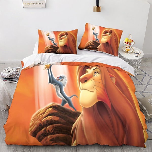 Løvernes Konge Dyne Sæt Enkelt Mikrofiber Sengetøj Animefigurer 3D Trykt Dynebetræk Pudebetræk Med Lynlås Lukning Vinter Blød Dyne C King220x240cm