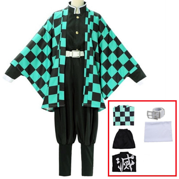 Demon Slayer Kimetsu no Yaiba Tanjirou Kamado Cosplay Puku Kimono Kappa Halloween Juhla Anime Vaatteet Uniformu Setti A1 A1 L