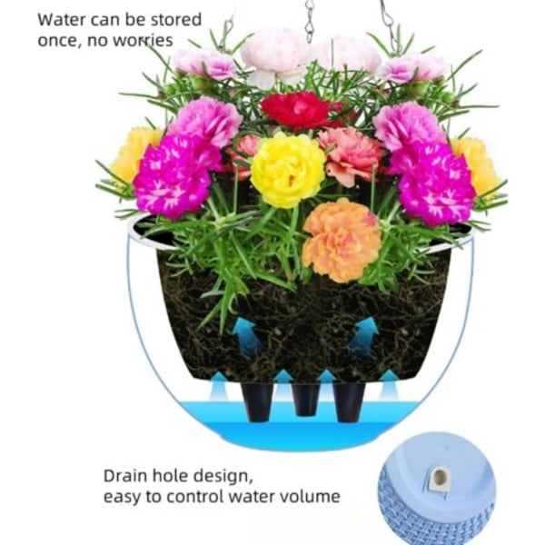 Hängande Blomkrukor med Rostfri Kedja för Inomhus- och Utomhusbruk (21cm, Rosa)[ZHE]