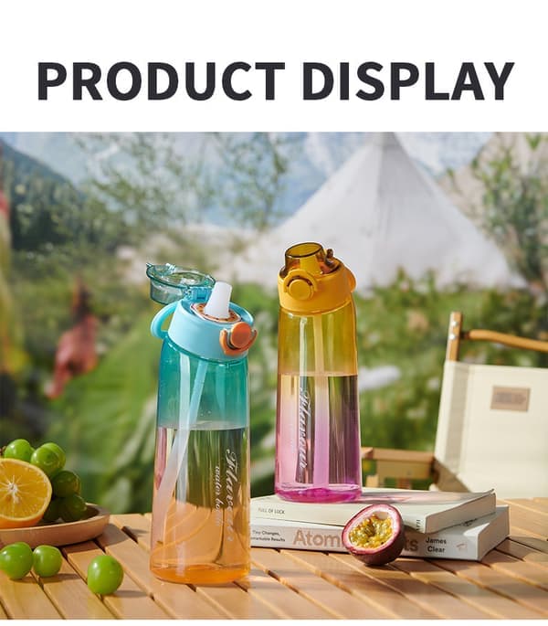 Air Water Up Bottle 900ml Air Starter Pack Flavored Water Bottle with Scent Pods for Camping Blue Orange + Random