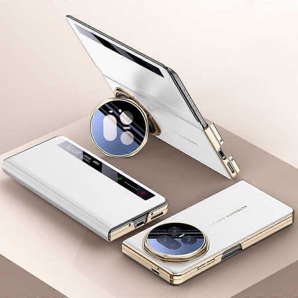 Honor Magic V5 5G Case - Smart View Window, Leather Phone Case with Metal Lens Stand