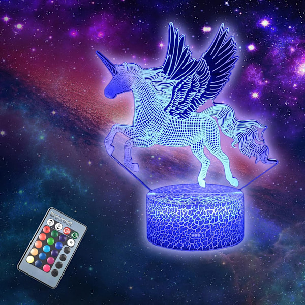Unicorn 3D Illusion LED Bordslampa Nattlampa med Belysning